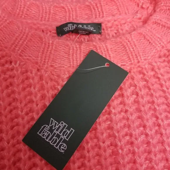 Wild Fable Crewneck Raglan Chunky Pullover Sweater, Coral Size XS - Picture 8 of 9